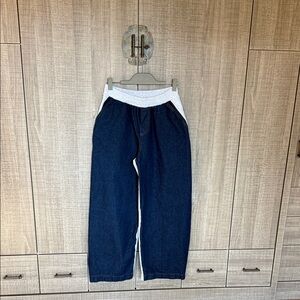 Zara Contrast Denim Cotton Pants‎